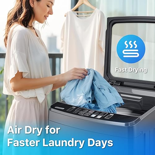 Miniatura 4 de Lavadoras portátiles de 27 libras con lavadora de ropa automática completa y giratoria combinada con 10 programas y 8 niveles de agua, secadora