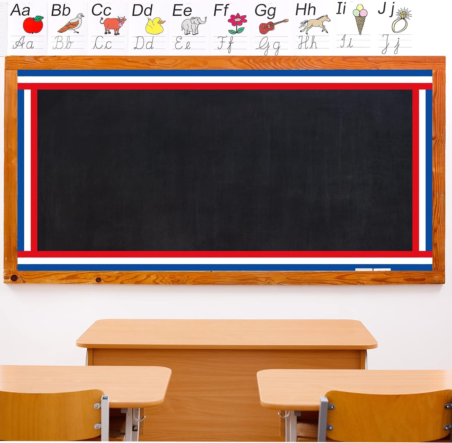 Whaline Patriotic Bulletin Board Borders Red White Blue Striped Die-Cut Trim Roll 32.8ft x 3in Classic Decorative Borders for Classroom School Office Party 4th of July 250th Anniversary