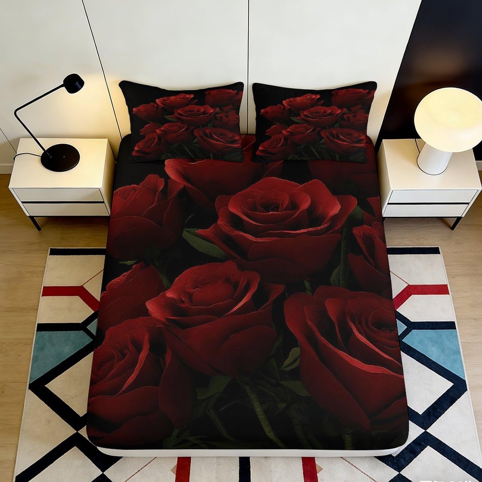3D Printed Christmas Gnome Fitted Sheet Deep Pocket Microfiber Non-Slip Bedroom Bedding Full Wrap Mattress Fitted Cover for Adults Teens 180x200x25cm