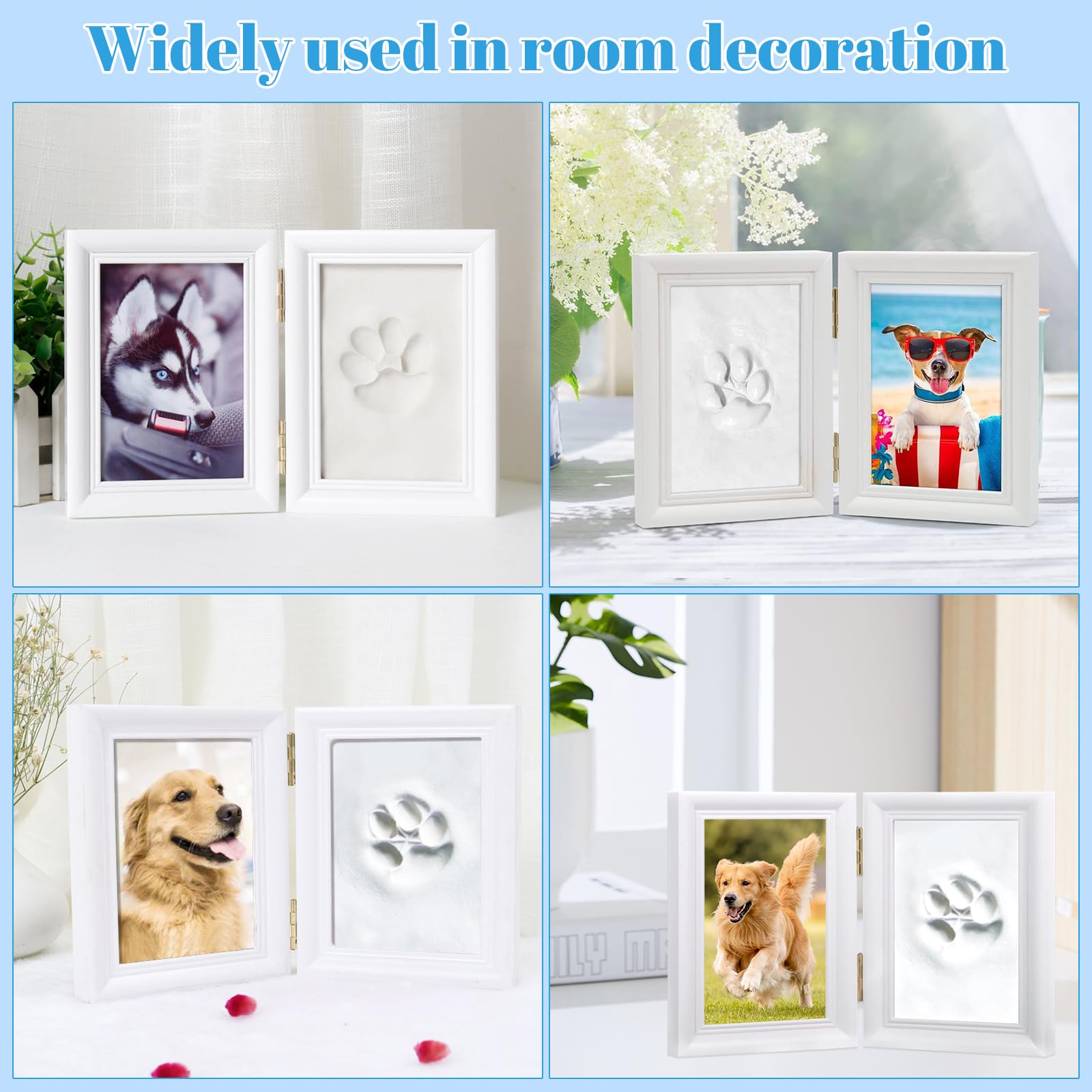 Set impronta Zampa Cane e Gatto, Set Portafoto e impronta Della Zampa, Calco in gesso 3D - Scatola dei Ricordi, per Cornice per Foto con Stampa Zampa di Animale Domestico e Set di Timbri