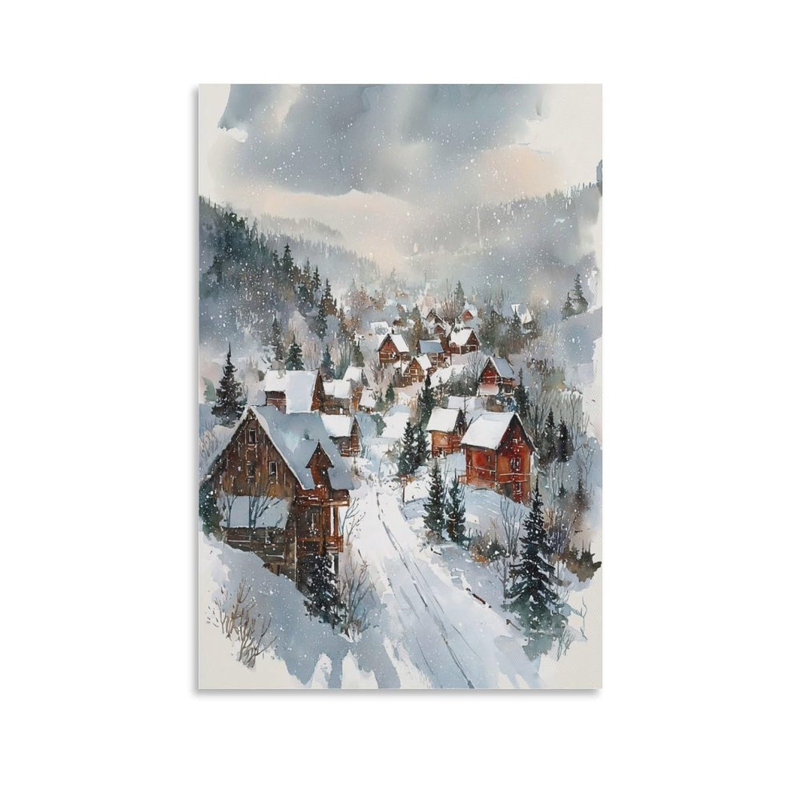 LCYNNH Steamboat Springs Winter Tree 20x30inch(50x75cm) Vintage Travel Poster Watercolor Canvas Art