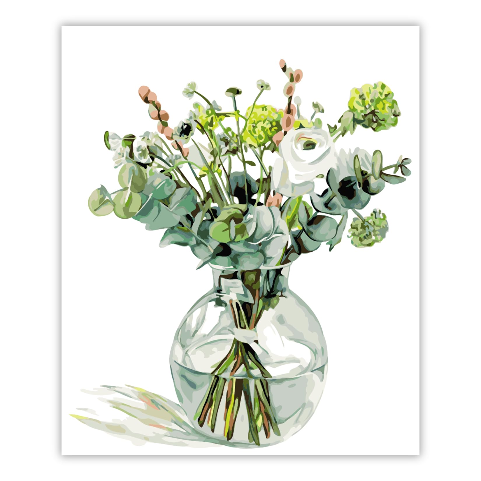 TARATH Pintura por números de flores para adultos, pintura al óleo para principiantes, pintura por números, pintura por números para decoración del hogar, sin marco (40 * 50cm)