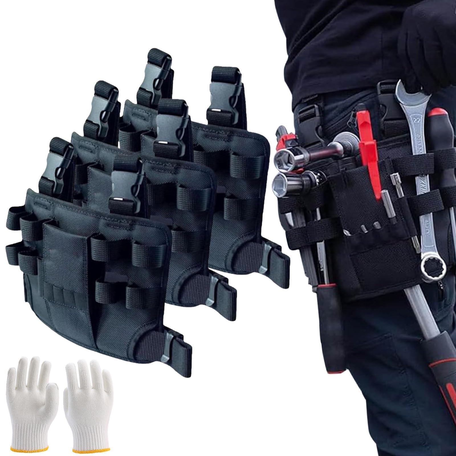 Elory Holster Z 2.0, Holster Z 2.0 Werkzeugtasche, Holster Z Bein-Werkzeugtasche, Multitool-Elektriker-Werkzeugtasche mit Bein-Werkzeuggürtel, Oxford Schwarze Beintasche, Elektriker-Werkzeugtasche(3pc