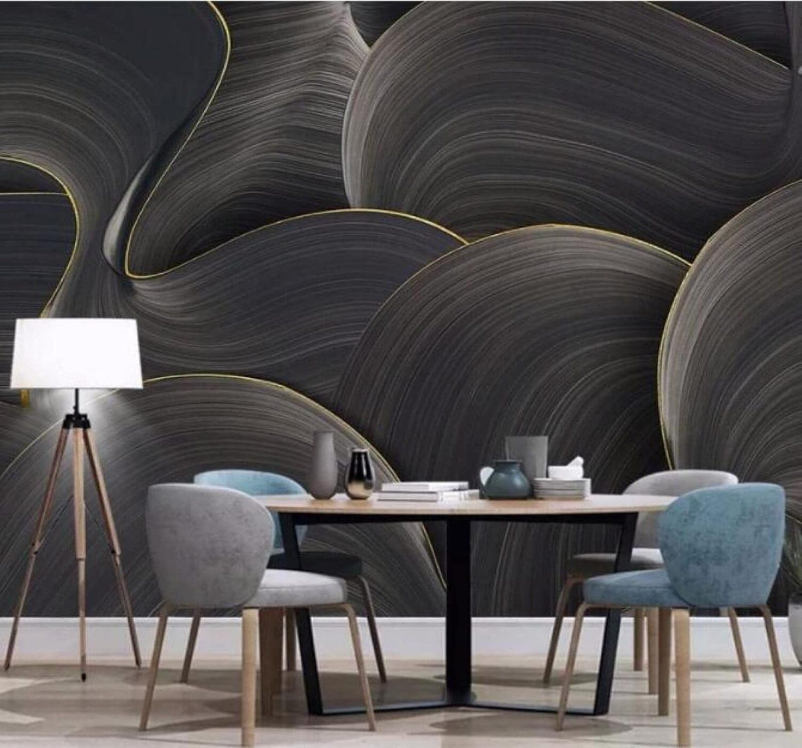Papier peint panoramique 3D cubiste noir art abstrait xlming pour fond tv 430x300