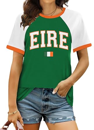 St Patricks Day Shirt for Women Irish Shamrock T-Shirt Casual Short Sleeve Lucky Clover Tee Tops