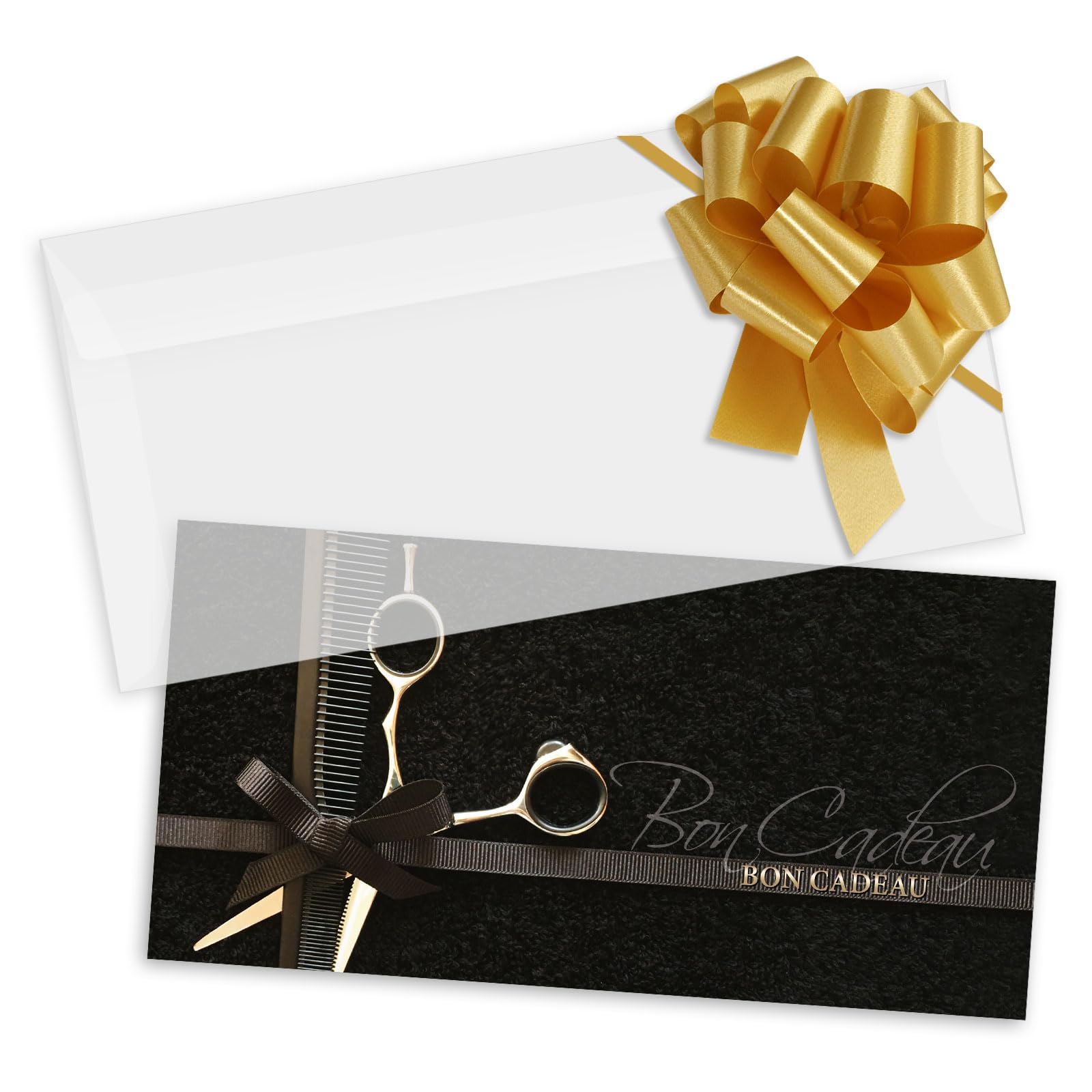 POS BON. 100 formulaires pour créer vos propres bons cadeaux + enveloppe + nœuds ruban, pour des salons de coiffure. K9292F-2-100-V2