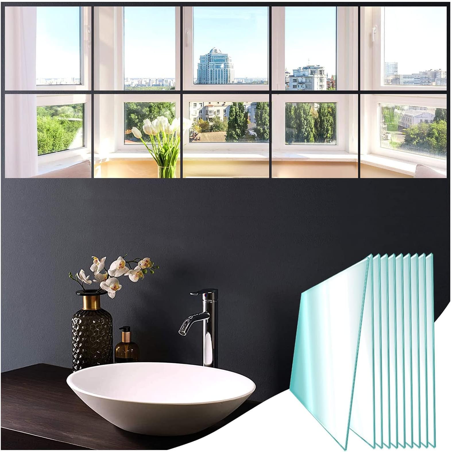 DMJOULI Lot de 20 carreaux miroirs autocollants en acrylique pour murs, 5 cm, carreaux ronds en plastique R, autocollants miroir pour travaux manuels, décoration, projets de bricolage DMJOULI Lot de 20 carreaux miroirs autocollants en acrylique pour murs, 5 cm, carreaux ronds en plastique R, autocollants miroir pour travaux manuels, décoration, projets de bricolage