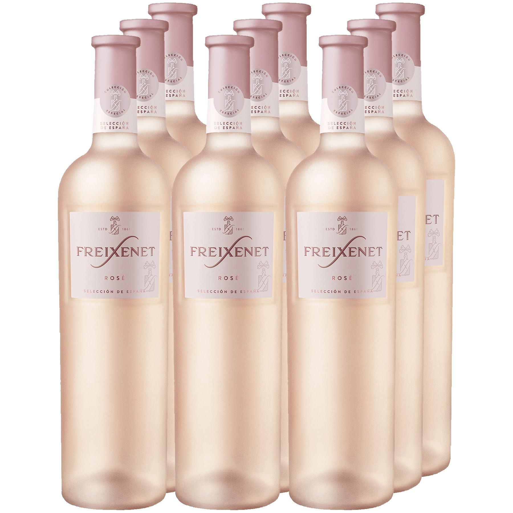 Freixenet Rosado Roséwein Trocken (9 x 0,75 l), Spanische Roséwein-Cuvée in mattierter Premium-Flasche, Spanish Wine Collection, vegan, blumig, ideal zur mediterranen Küche