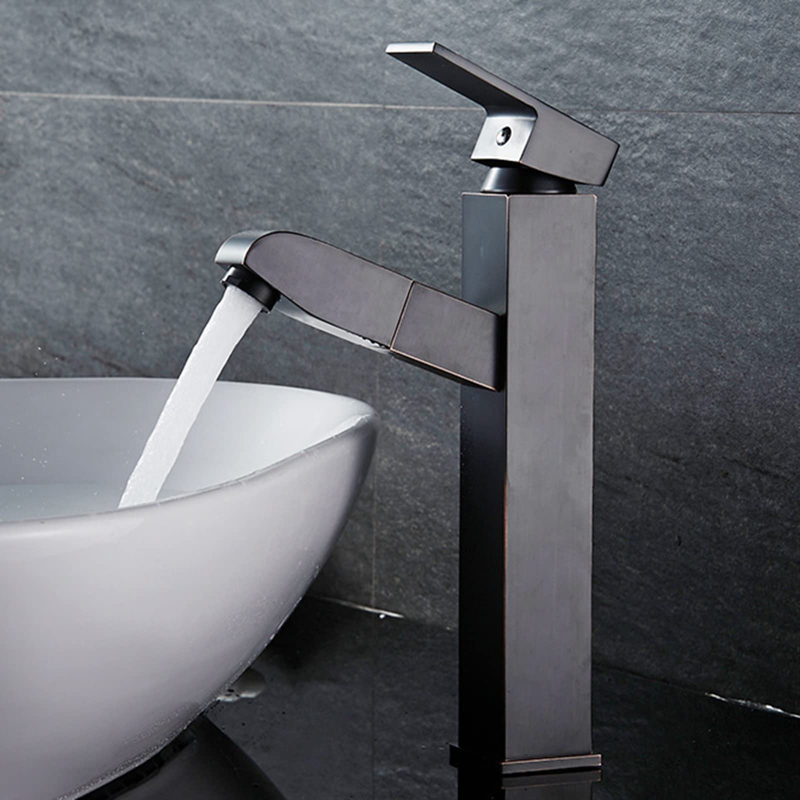 Robinet de cuisine noir retro mitigeur grand lavabo extensible