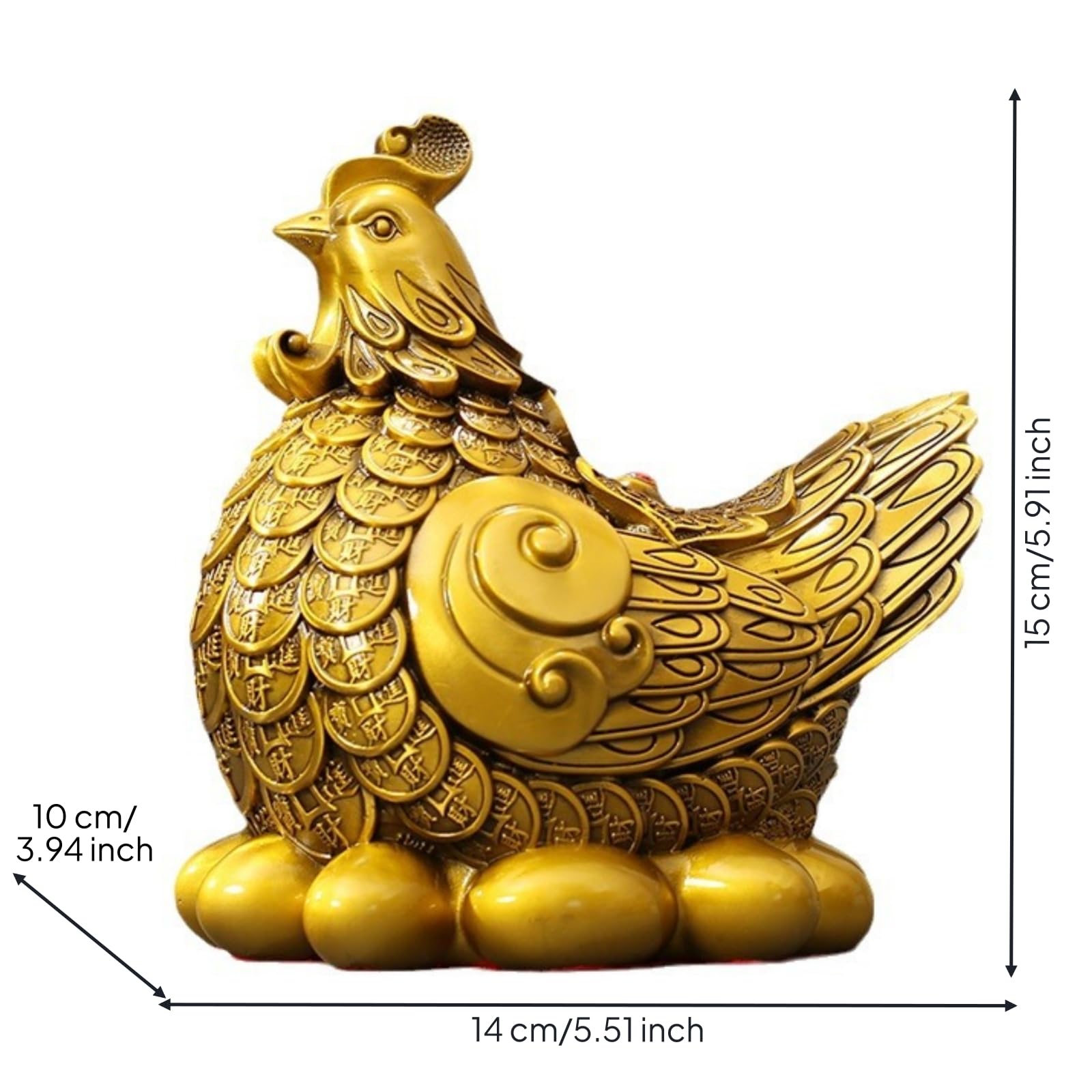 Latón Dorado Figura Metálico Figurita para Coleccionis, Escritorio, Pequeño 14cm Largo X 10cm Ancho X 15cm Alto