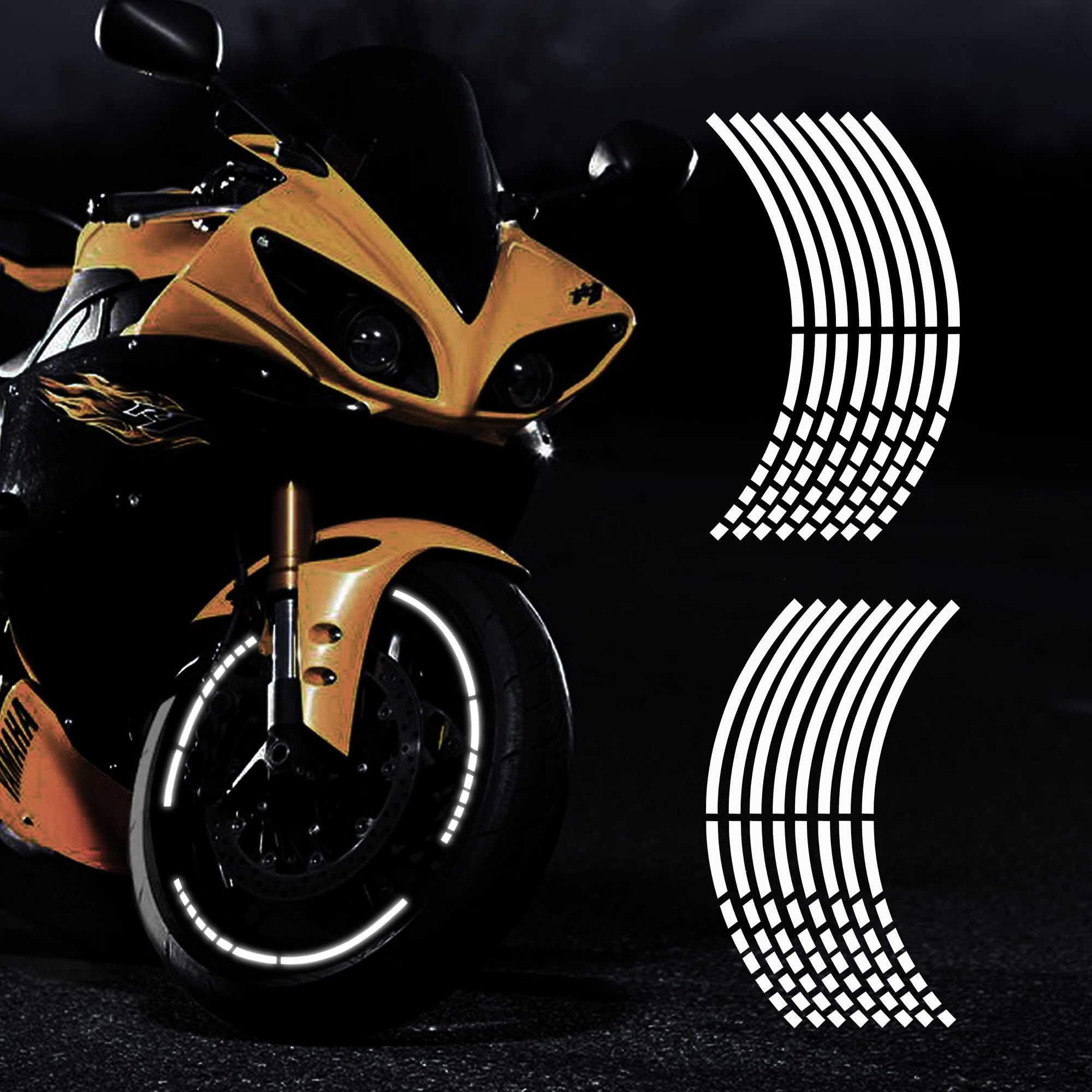 16" Reflective Wheel Rim Stripe Decal for Motorcycle Car Cycling Bike Bicycle Night Reflective Safety Decoration Stripe Rim Reflective Stickers DIY (White) for Hyundai Venue-image-18