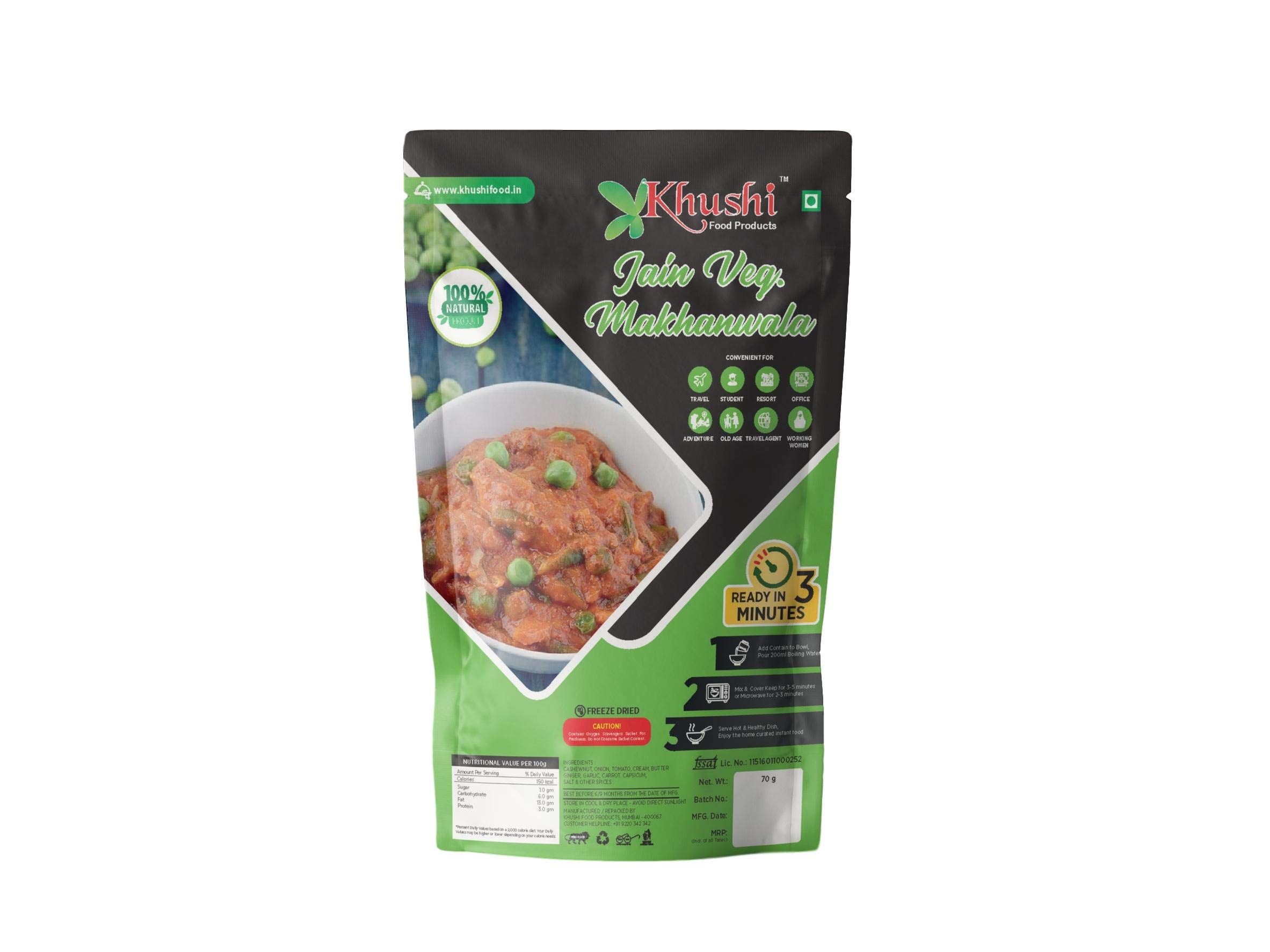 Khushi Food Products Jain Veg Makhanwala (70 g)