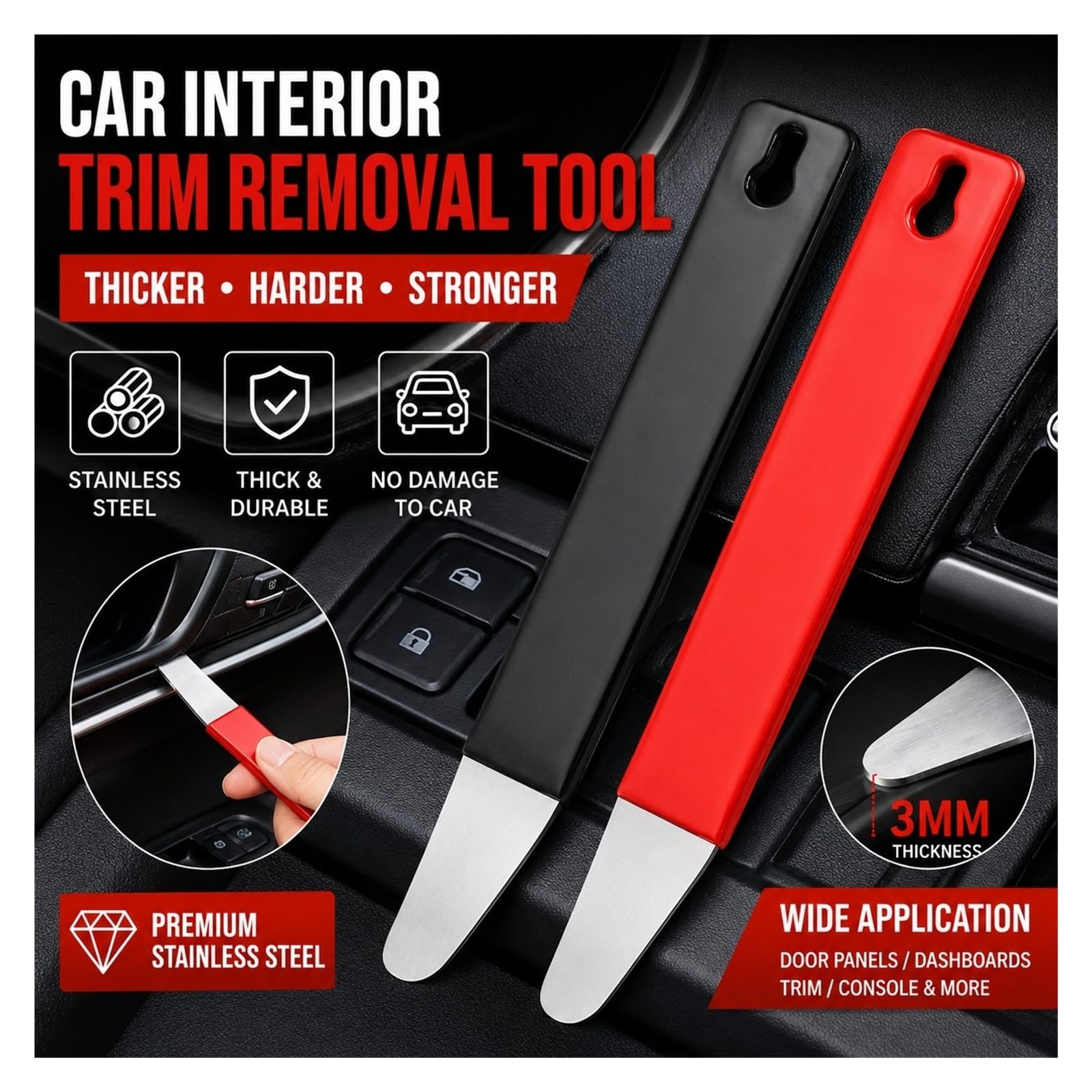 1 szt. Car Trim Removal Tool Audio Panel Fastener Disassembly Pry(czarny)