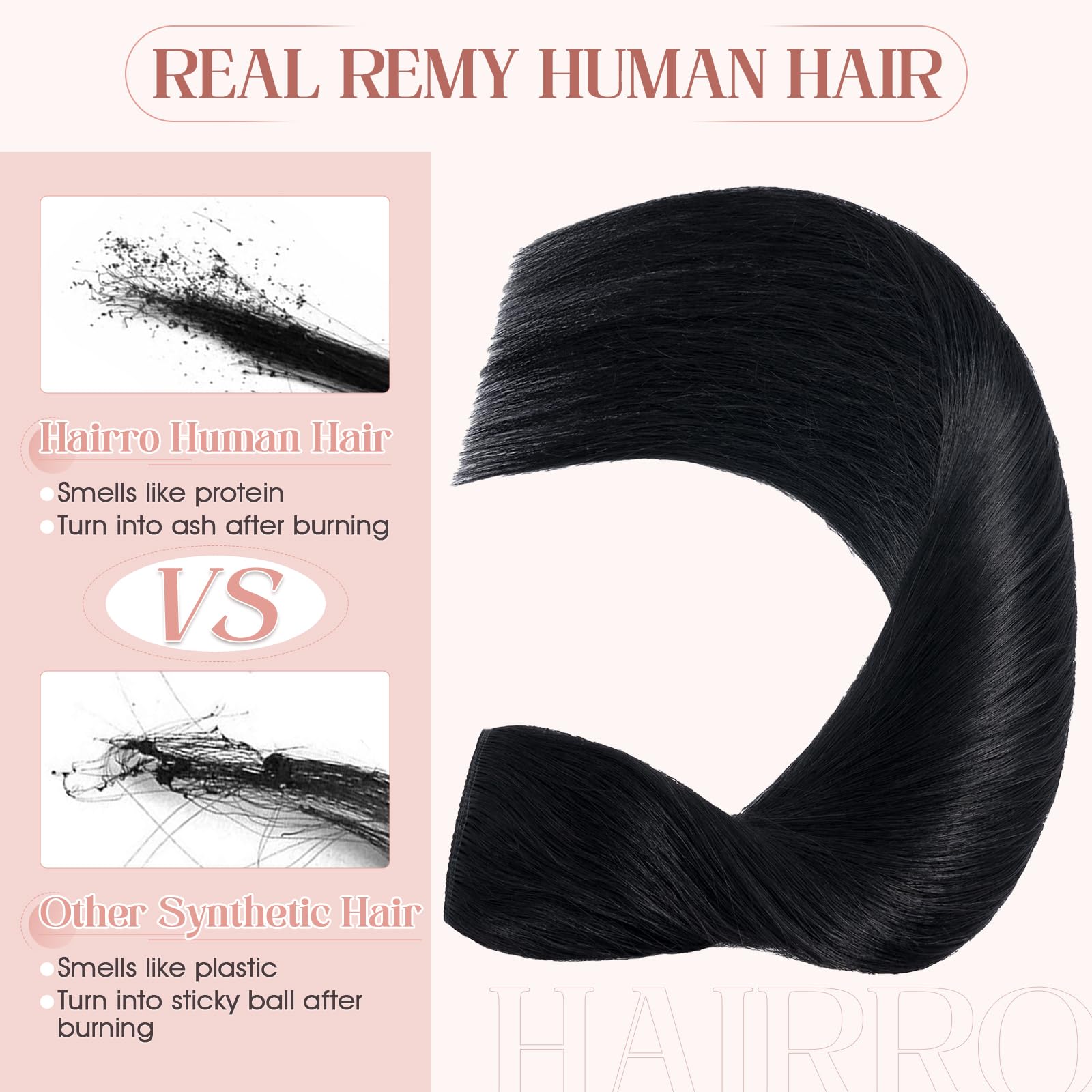 Amazon.com : Hairro 20 Inch Clip in Human Hair Extensions 