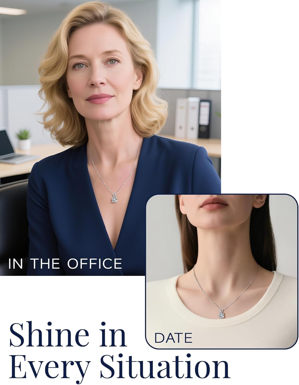 MomentWish Moissanite Solitaire Pendant Necklaces for Women Sterling Silver 0.3/0.5/1/2-Carat D Color VVS1 Clarity Mossanite Jewelry for Women - Image 2