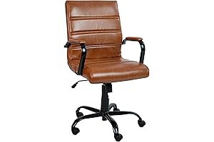 Flash Furniture Whitney Mid-Back Swivel Leather Desk Office Chair in Brown