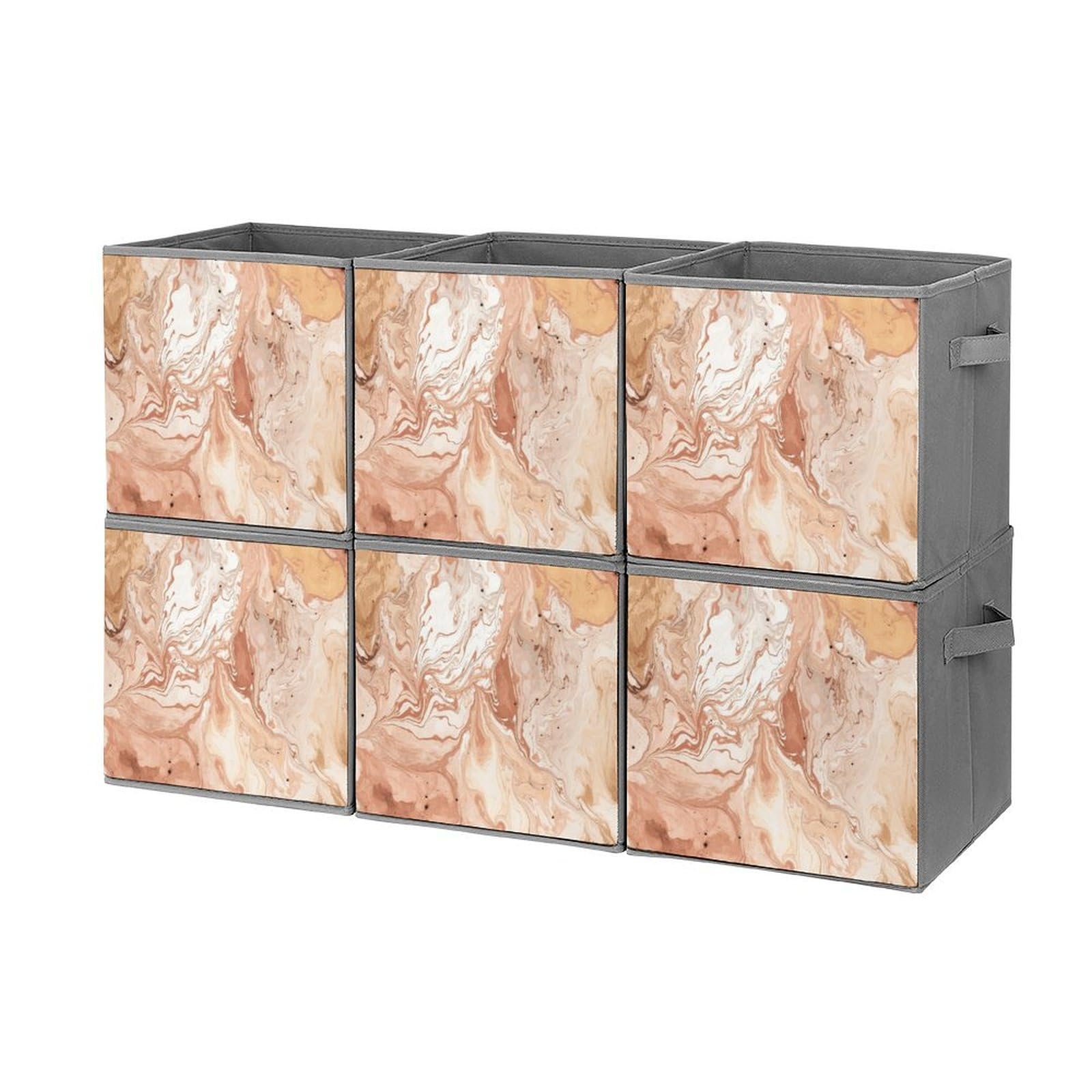 Boîtes de rangement pliables pêche et marron pour placard et étagère