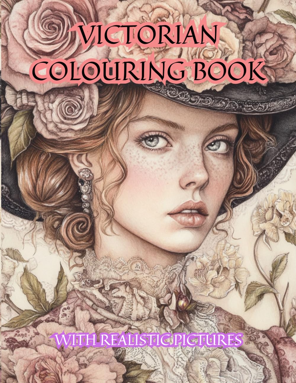 Victorian themed Colouring Book for Adults Stress Relief 80 Pages