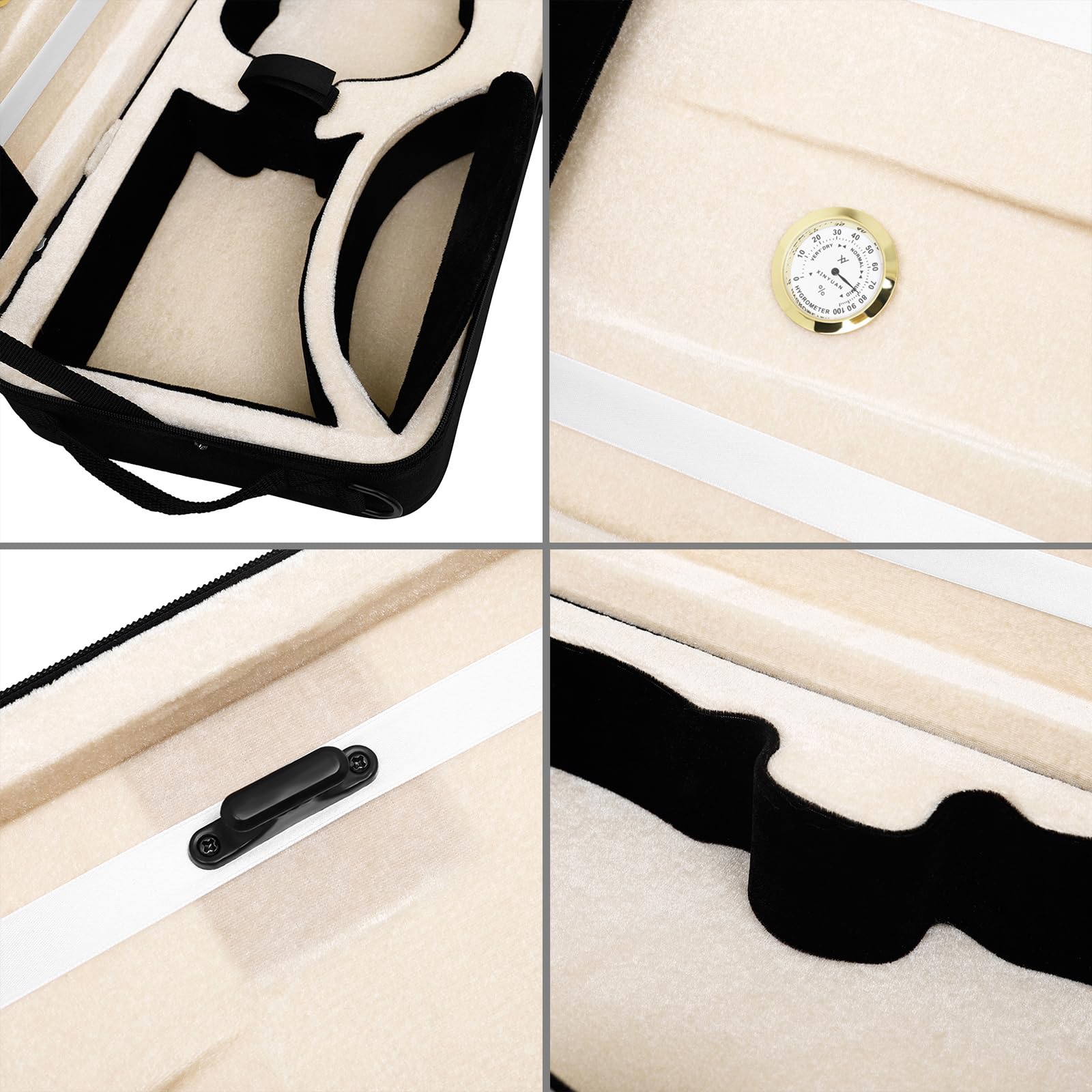 Estuche profesional para violín 4/4 con higrómetro y correa de transporte RETUOLWAG, estuche para instrumentos de cuerda, almacenamiento de accesorios para violín