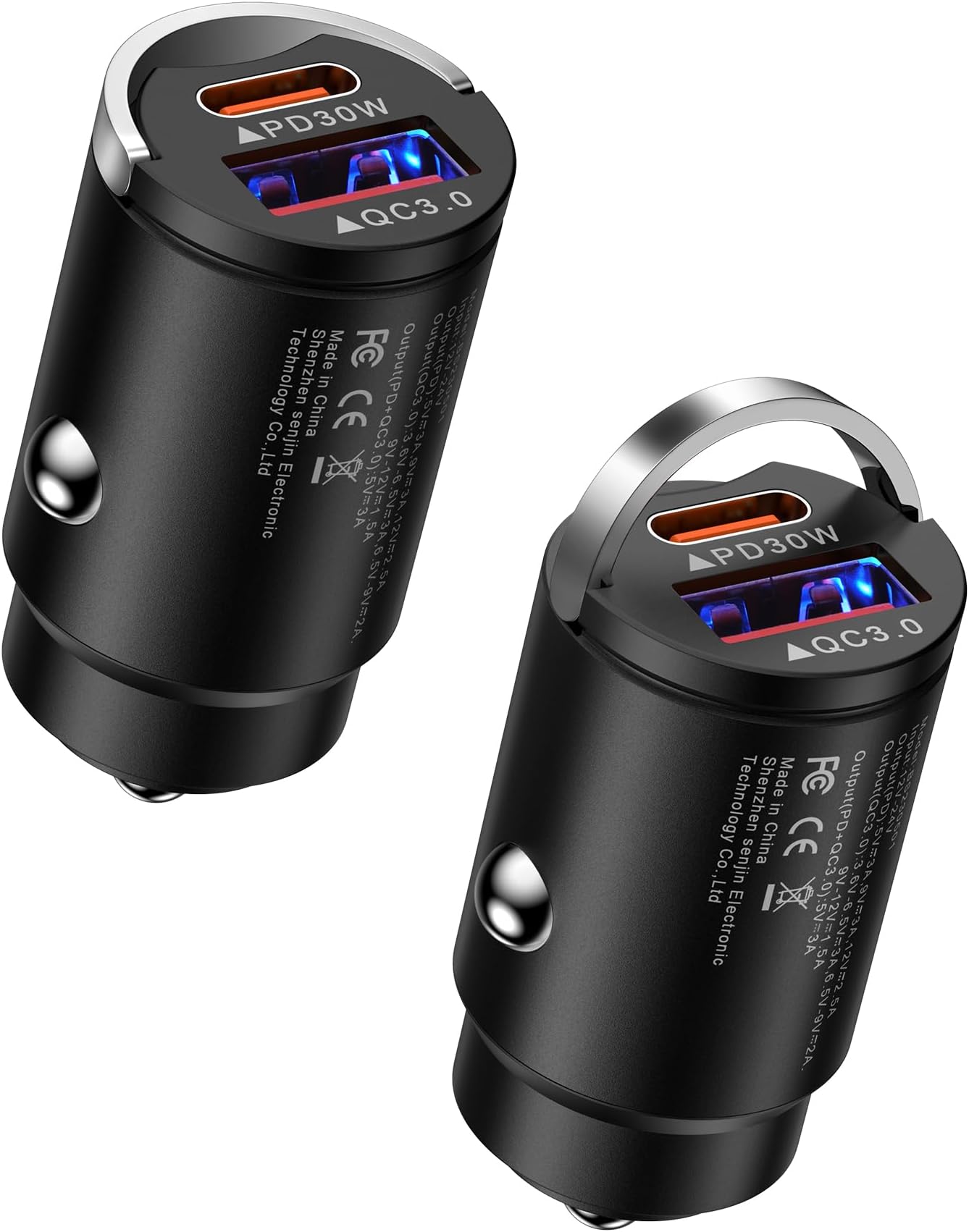 2Pack Fast Car Charger USB C, 30W Mini Cigarette Lighter Adapter, Dual Port PD&QC 3.0 USB C Car Phone Charger Type C Car Plug Fast Charging for iPhone 15 14Pro 13 12, Pixel 8 7 Pro 7a 6 5 4XL, Samsung