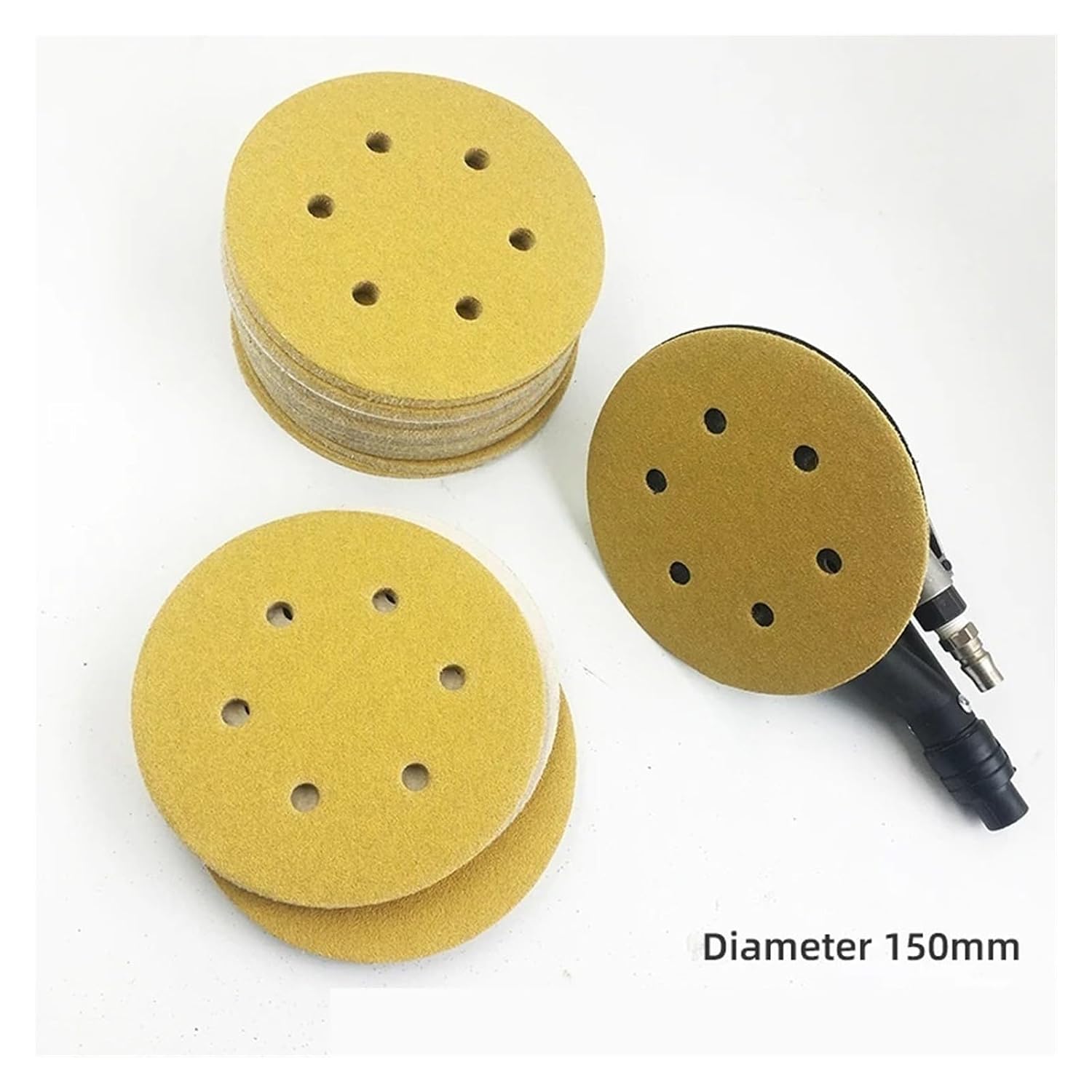 20pcs 6 "6-Hole Dry Sandpaper 150mm Auto Hardware Woodware Sanding Polishing 80-600(180 grit,50 pcs)