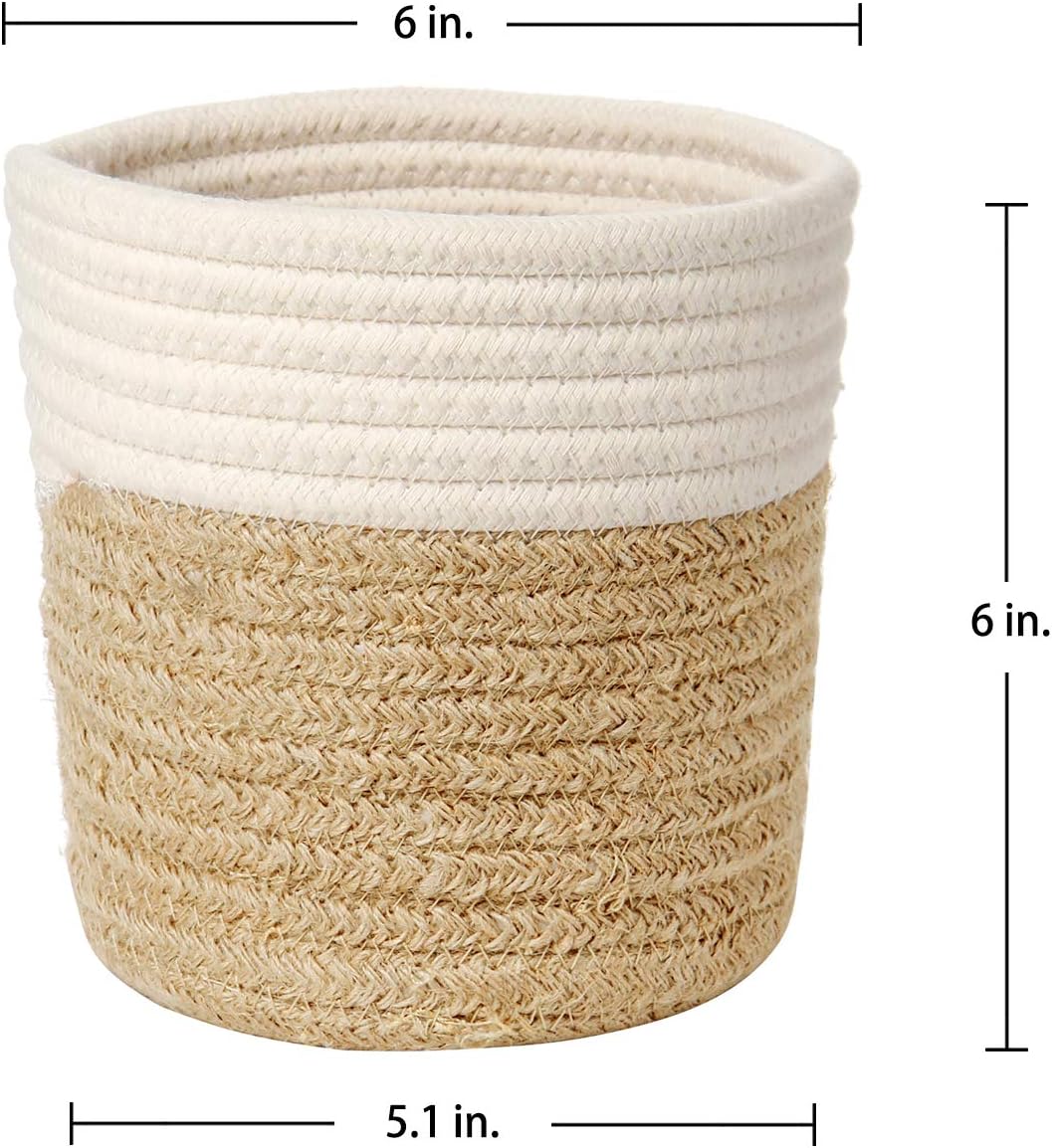Briful 6"x6" Cotton Rope Woven Basket 15cmx15cm Plant Pots Indoor Jute Planter Rope Plant Pot Storage Baskets for Plants Toys - Image 3