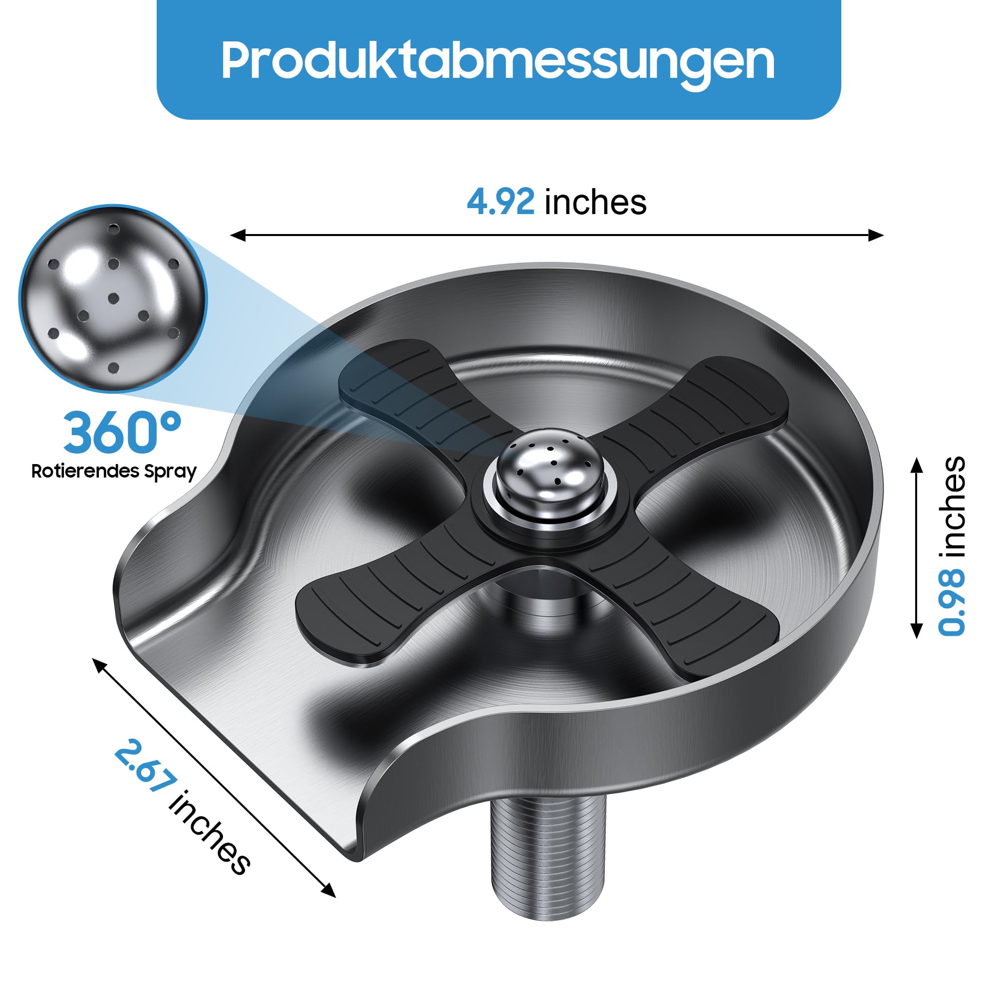 Rince-verre en acier inoxydable avec 13 sorties d'eau - Lave-bouteille pour évier de cuisine, Lave-verre en métal avec finition brossée, Installation facile à faire soi-même Nettoyage efficace