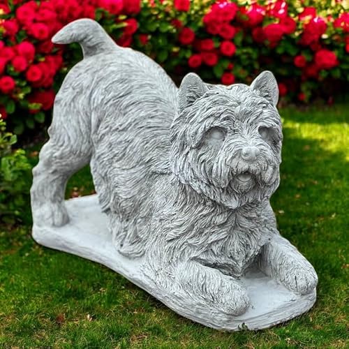 Crouching West Highland Terrier Yard Pet Statue Dog Lover Gift Stone Terrier Figurine Concrete Pet Memorial Dog Garden Statue