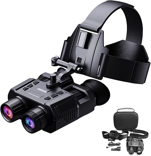 Miniatura 1 de Gafas de visión nocturna montadas en la cabeza 1080P FHD digital infrarroja visión para adultos prismáticos de visión diurnanocturna zoom digital 4X