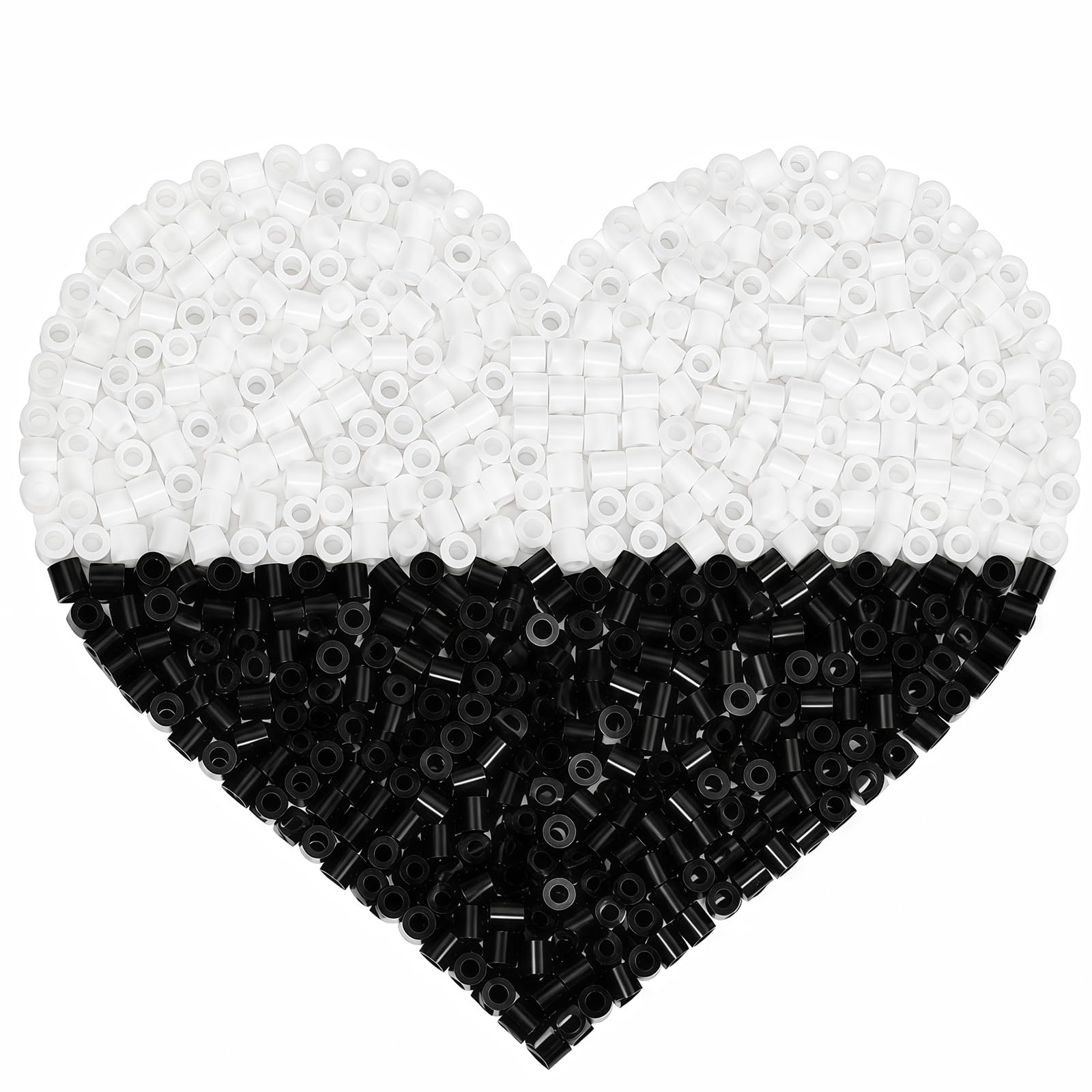 2000 pcs Fuse Beads for Black & White– 5mm Plastic Perler Beads for Crafts and DIY Art Projects – Hammer Beads for Adults, Jewelry, Keychains, Home Decor, Educational Fun