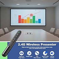 Vista 2 de QUI Clicker de presentación para PowerPoint, RF 2.4GHz USB Presentador inalámbrico remoto con Control de Volumen, Clicker de PowerPoint Avanzador