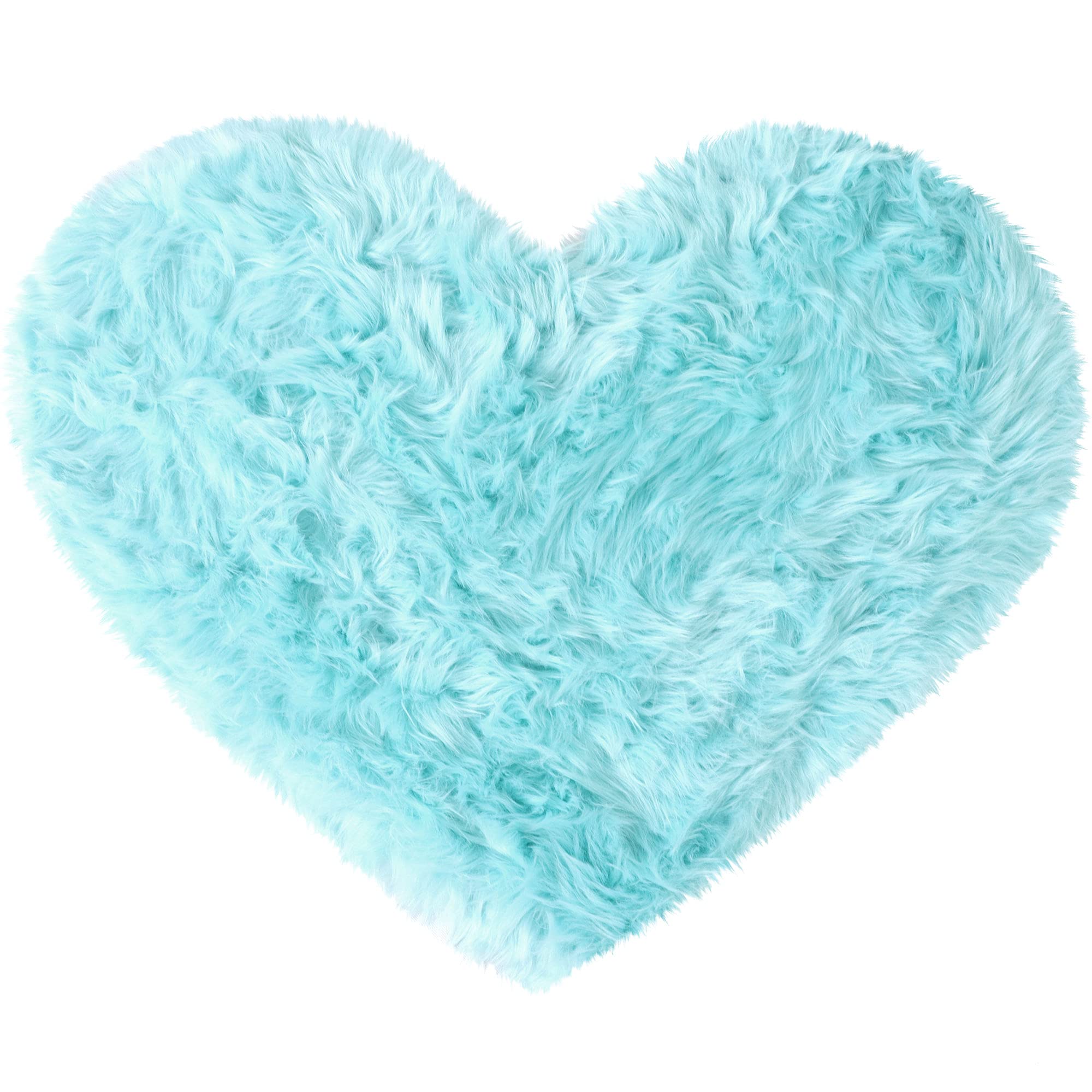 uxcell Heart Shaped Rugs for Bedroom,Small Aesthetic Carpet Girls,Cute Shaggy Floor Mirror Mat,Pastel Furry Throw Rug 2.3ftx3ft, Light Blue