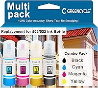 Vista 1 de greencycle Botella de tinta de repuesto 522 para tinta compatible con T522, funciona con impresoras ET-2803 ET-2800 ET-2720 ET-4800 ET-4700