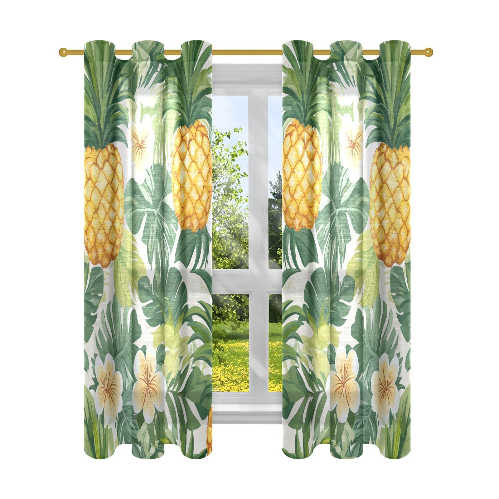 Rideaux ananas occultants pour protéger votre intimité avec style exotique