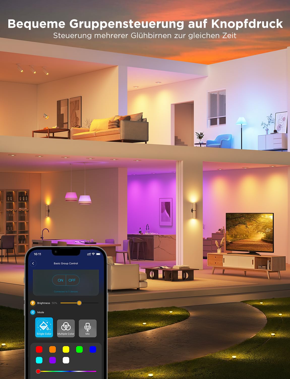 Govee GU10 LED RGBWW Smart Bulb Matter Alexa Google Home 400LM WLAN Dimmable Farbwechsel 56 Szenen 4 Pack