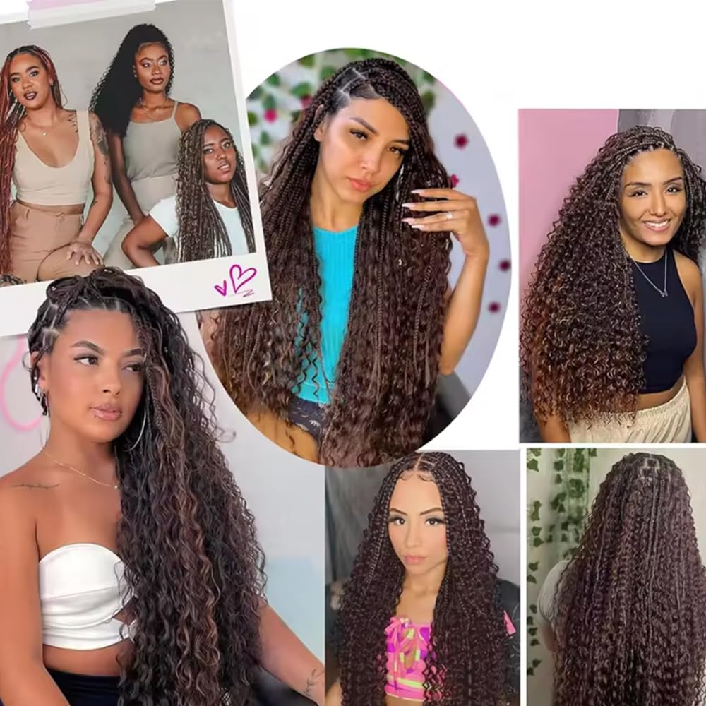 Chocolate Brown Boho Human Hair for Braiding Deep Curly Brown Boho Hair for Braiding 16 16 16 Inch Deep Wave Bulk Color #4 Deep Wave Bundles Hair Extensions