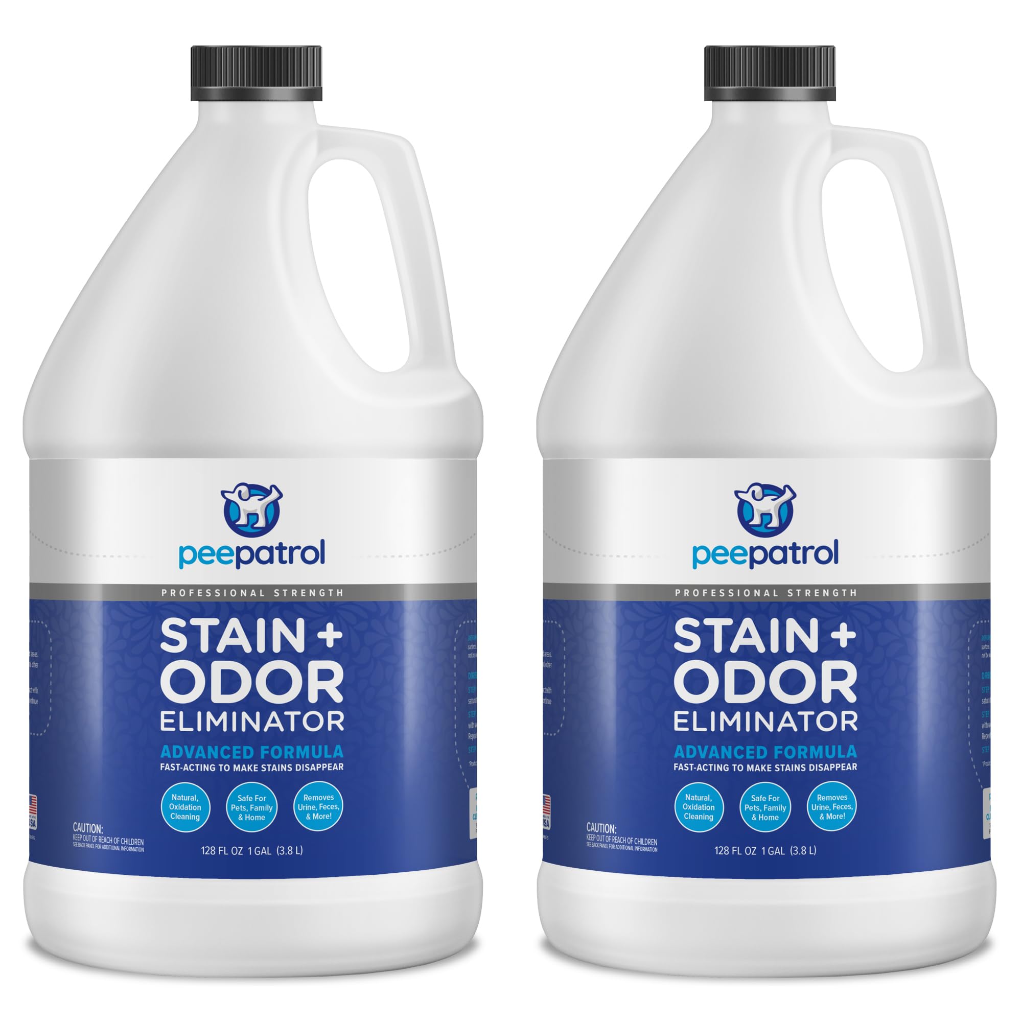 Pet Stain + Odor Eliminator - 1 Gallon Bottle (2 Pack) - Professional Strength Advanced Formula Tackles Biological Messes on Fabric, Carpet, and More