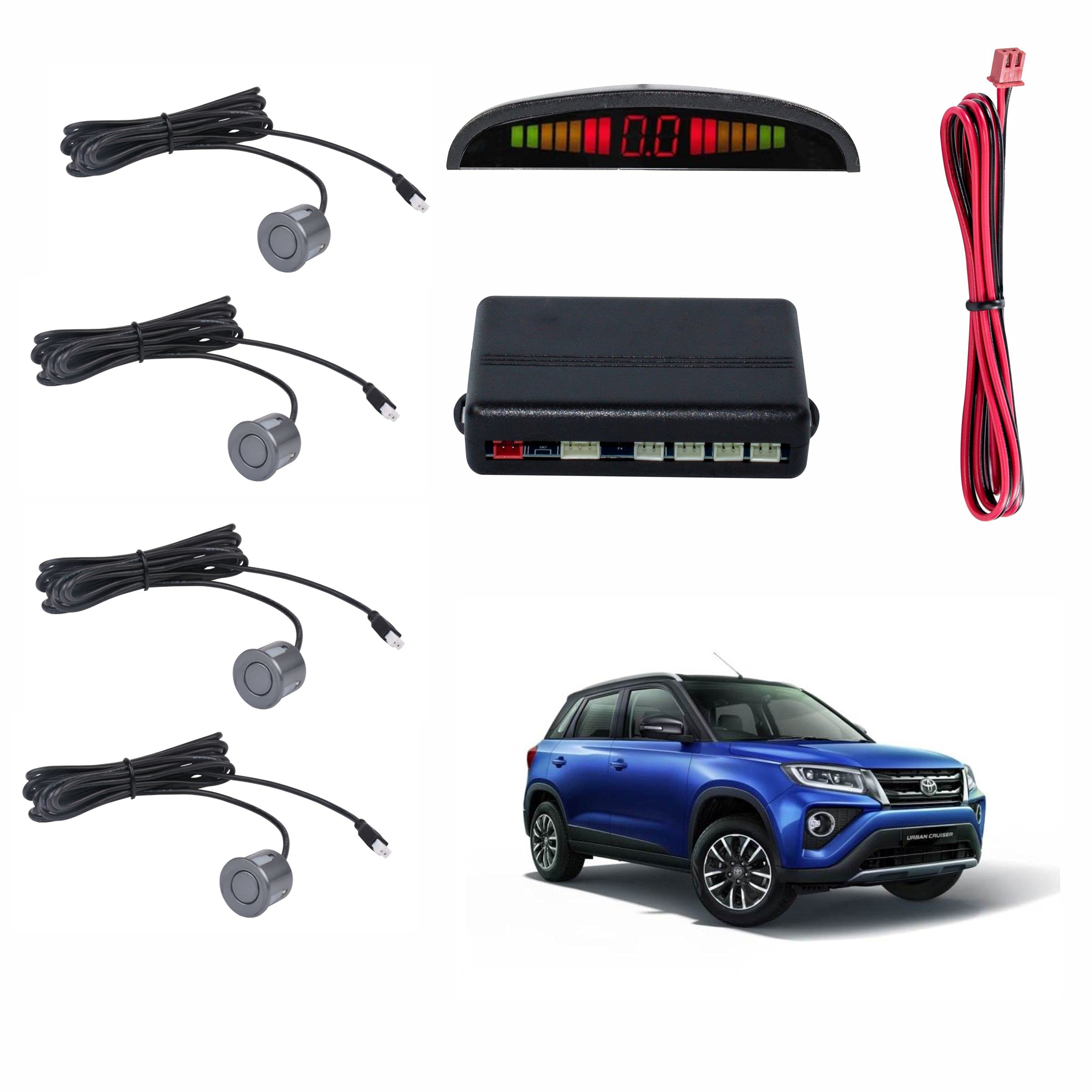Car Reverse Parking Sensor with LED Display 4 Sensor Reverse Parking Auto Radar Detectors For Toyota Urban Cruiser (Silver)-picture-20