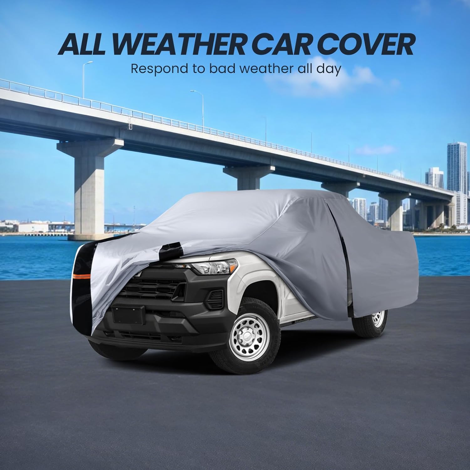 Multi-Layer Chevy Colorado Truck Cover, Custom fit Colorado 2003-2026 Extended/Crew Cab SB(5'-6.1') Car Cover Waterproof All Weather, Full Exterior Cover Rain Wind and UV Protection with Door Zipper