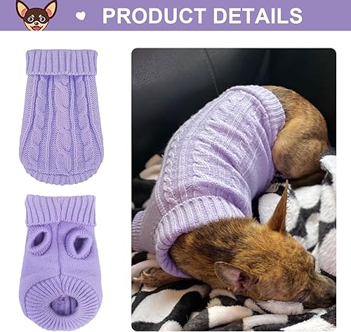 Miniatura 3 de Suéter de punto a rayas para perro, ropa de invierno para perros pequeños, suéter de chihuahua, suéteres cálidos de invierno para cachorros, suéter