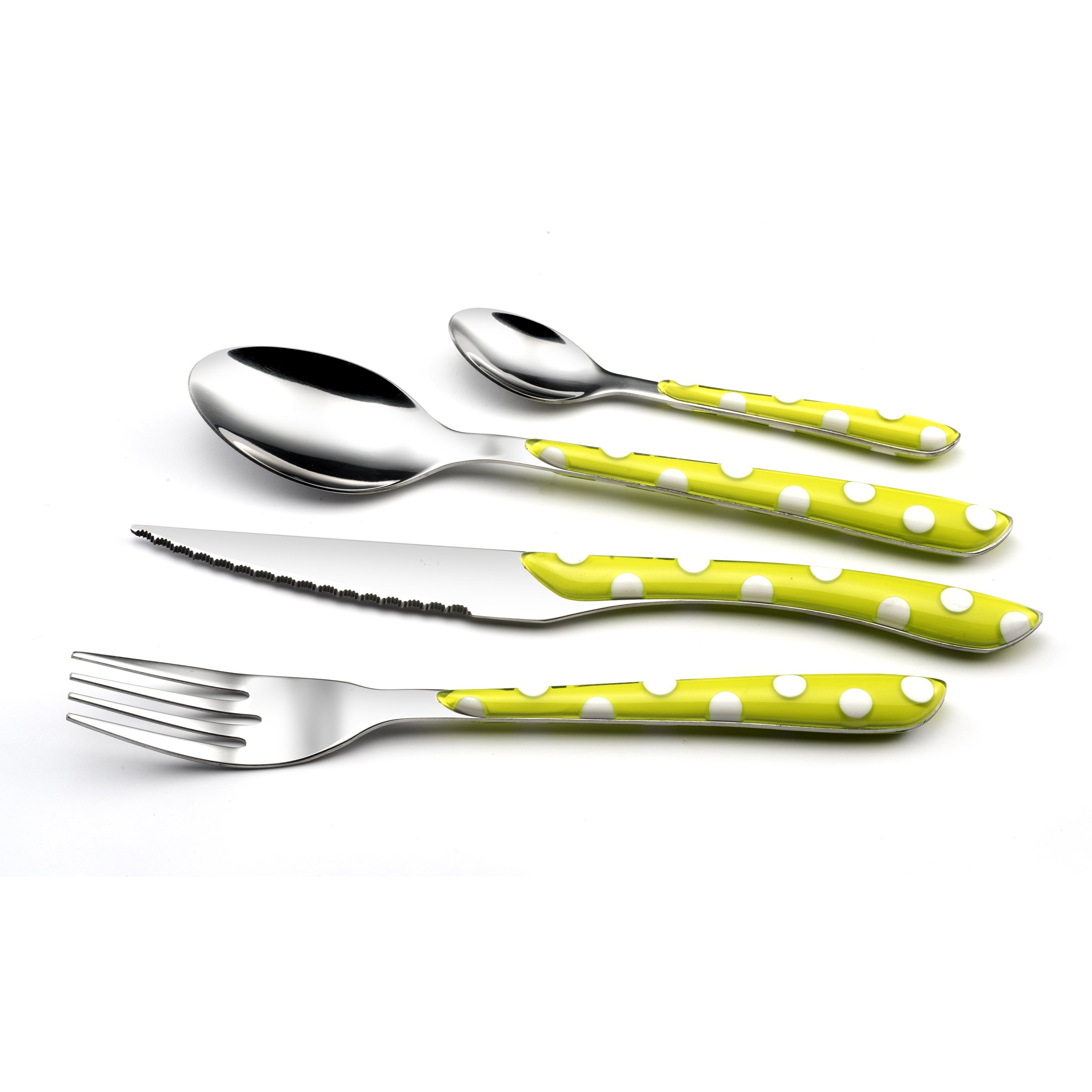 Amefa 2234AGPA10D01 Eclat Couverts de table/valisette 6 personnes Acier Inoxydable/Bi-Injection Abs+San Vert 14 x 7,5 x 24,5 cm