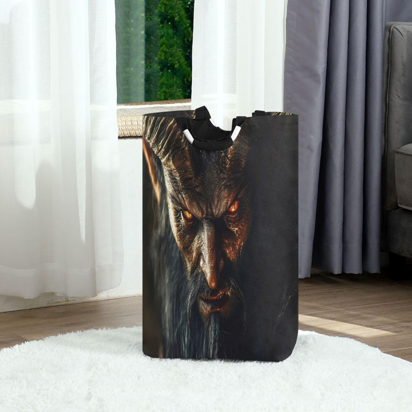 Jihqo Laundry Hamper Basket Devil Goat Man Pattern Collapsible Nursery Storage Bin Waterproof Clothing Baskets for Home Bedroom Bathroom Washing Room