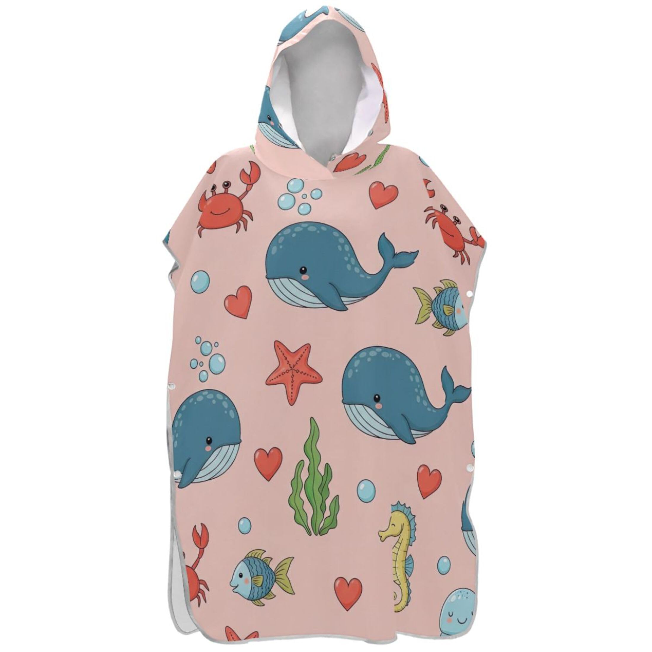 Poncho de surf à langer pour adulte au bord de l'eau avec baleines