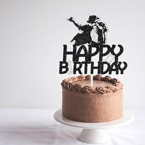 Miniatura 7 de Decoración de pastel de música con temática de feliz cumpleaños, púas de decoración con purpurina negra para silueta, aniversario, fiesta de