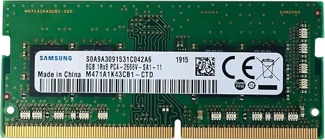 Samsung M471A1K43CB1-CTD 8 GB DDR4 2666 MHz moduł pamięci - moduły pamięci (8 GB, 1 x 8 GB, DDR4, 2666 MHz, 260-pinowy SO-DIMM, czarny, zielony)