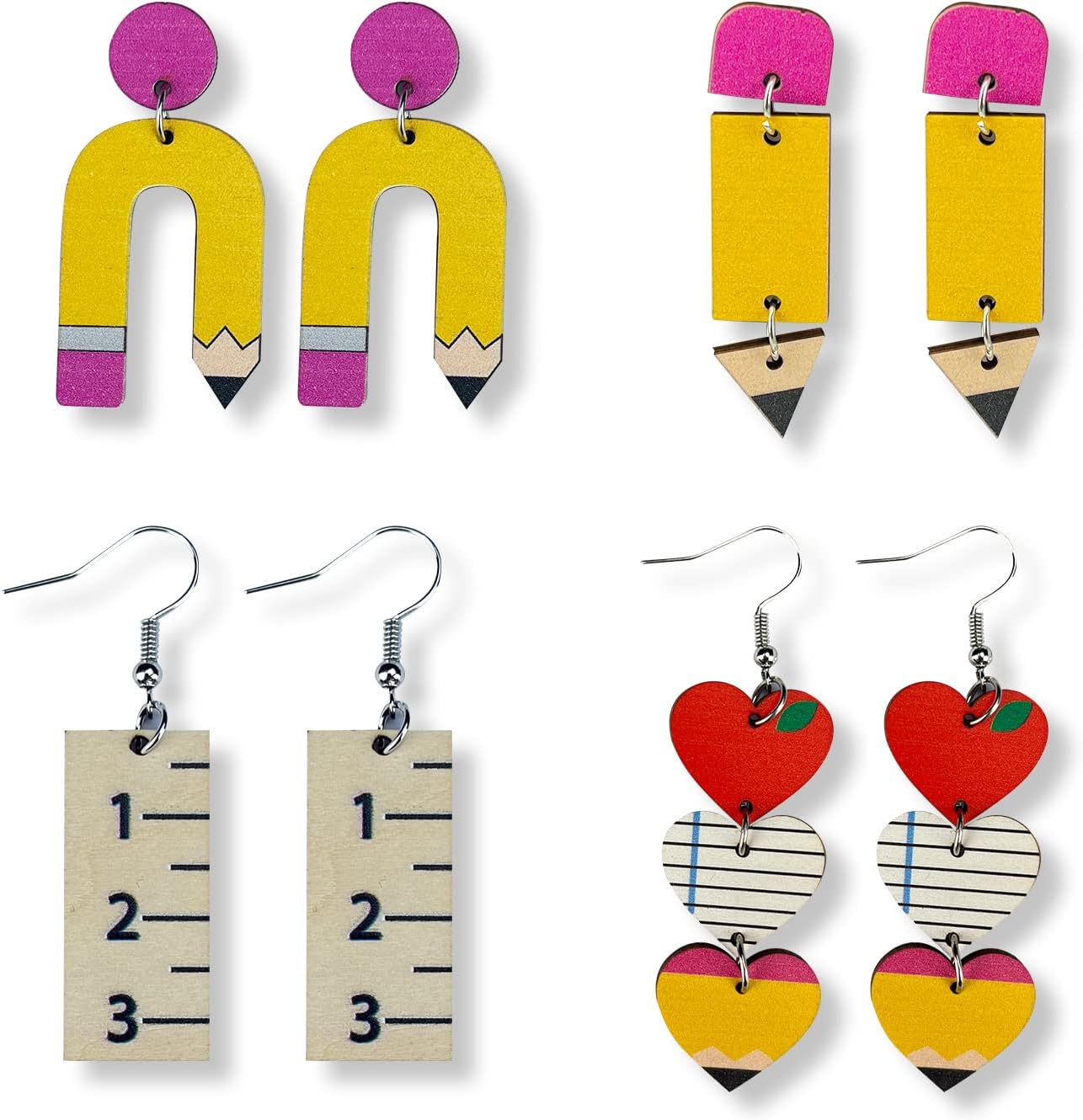 Teacher Earrings for Women Beaded Teacher Pencil Drop Dangle Earrings Jewelry Gifts for Teacher Appreciation