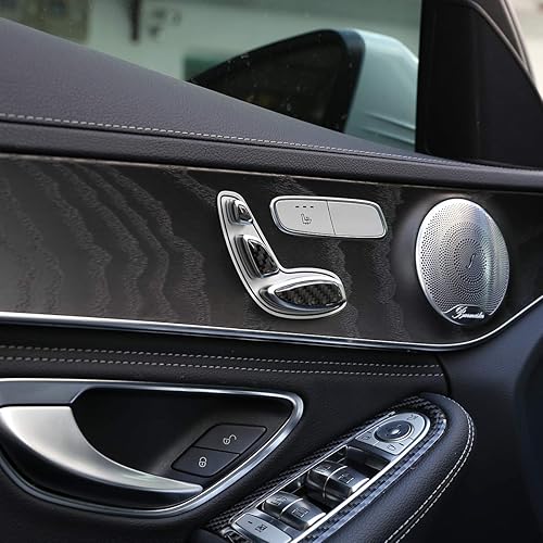 Miniatura 5 de YIWANG Adhesivo interno de lentejuelas 3D de botón de asiento de automóvil de fibra de carbono suave para Mercedes Benz C GLC Clase W205 X253