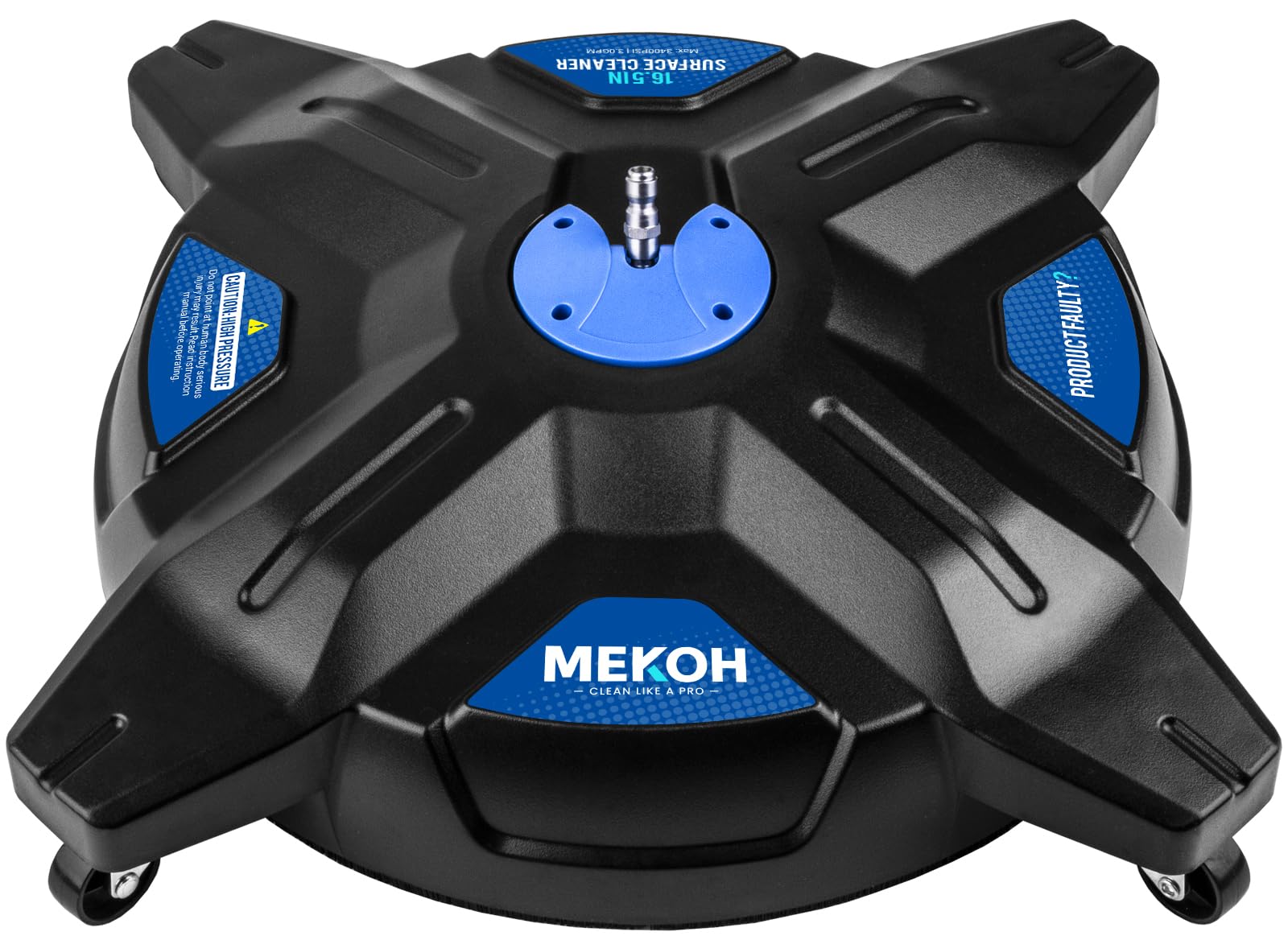 MEKOH 16.5” Pressure Washer Surface Cleaner, Large Lightweight Driveway Pressure Washer Attachment 3600PSI, 4 Caster Wheels, 1/4” Quick Connect, Universal Gas & Electric Power Washer Surface Cleaner