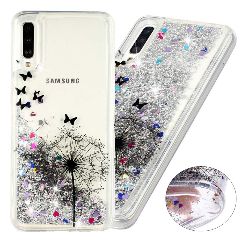 COTDINFORCA Case for Samsung A70,Galaxy A70 Glitter Case Liquid Girls Fashion Art Bling Flowing Liquid Floating Sparkle Glitter Cute Soft TPU Case for Samsung Galaxy A70 - Dandelion XY