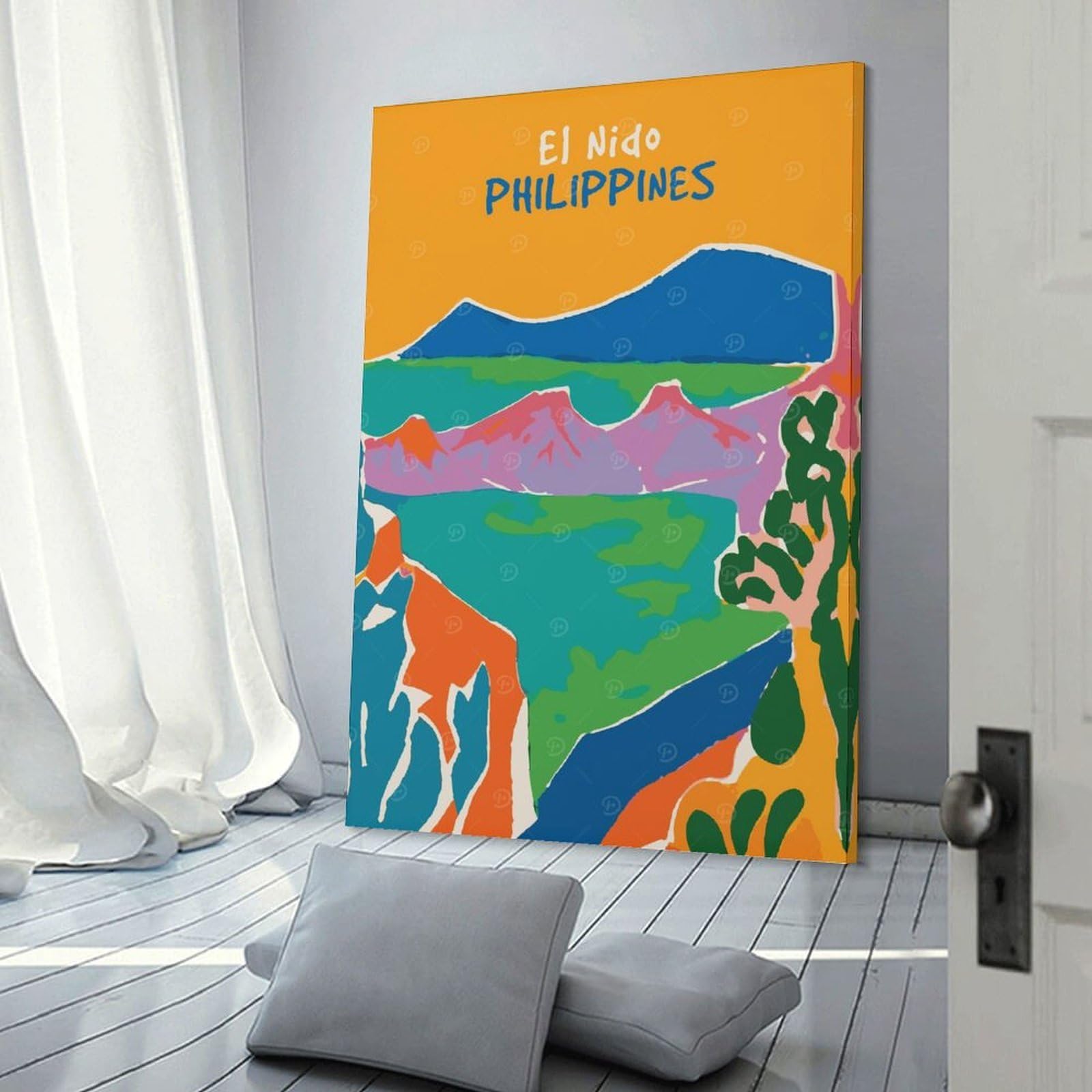 Junmoney Room Decor Wall Art El Nido Philippines, 24x36inch(60x90cm), for Home Lounge, Bedroom Or Reading Nook, Eye Catching Artwork for Blank Walls